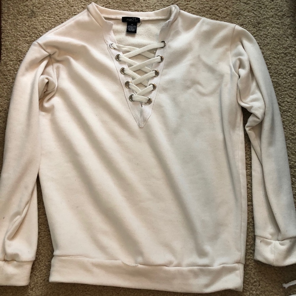 Rue 21 cross front crew neck sweatshirt